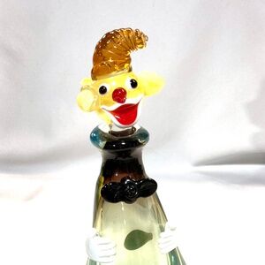 Vtg J.I. Co. Murano Venetian Hand Blown Art Glass Clown Decanter Venice Italy